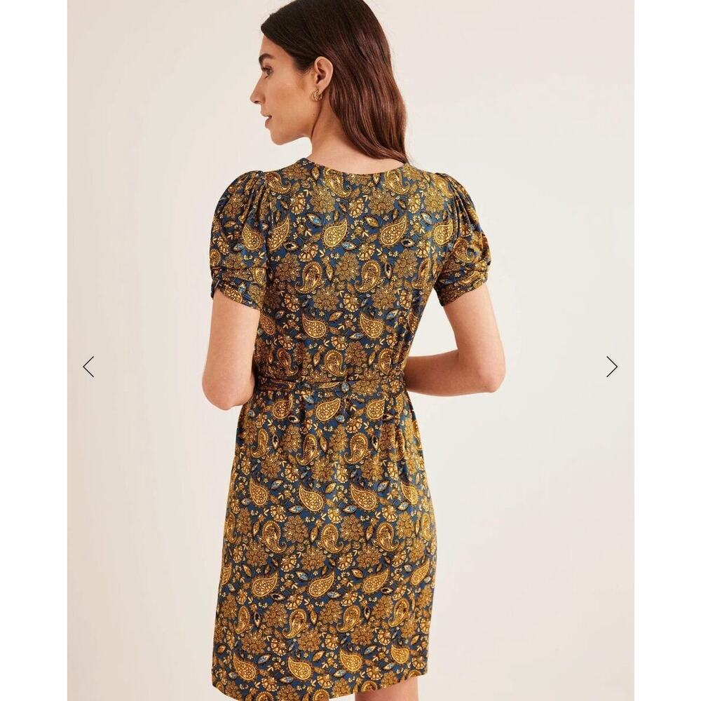 Boden Mustard and Navy Paisley Mini Dress - Picture 2 of 7